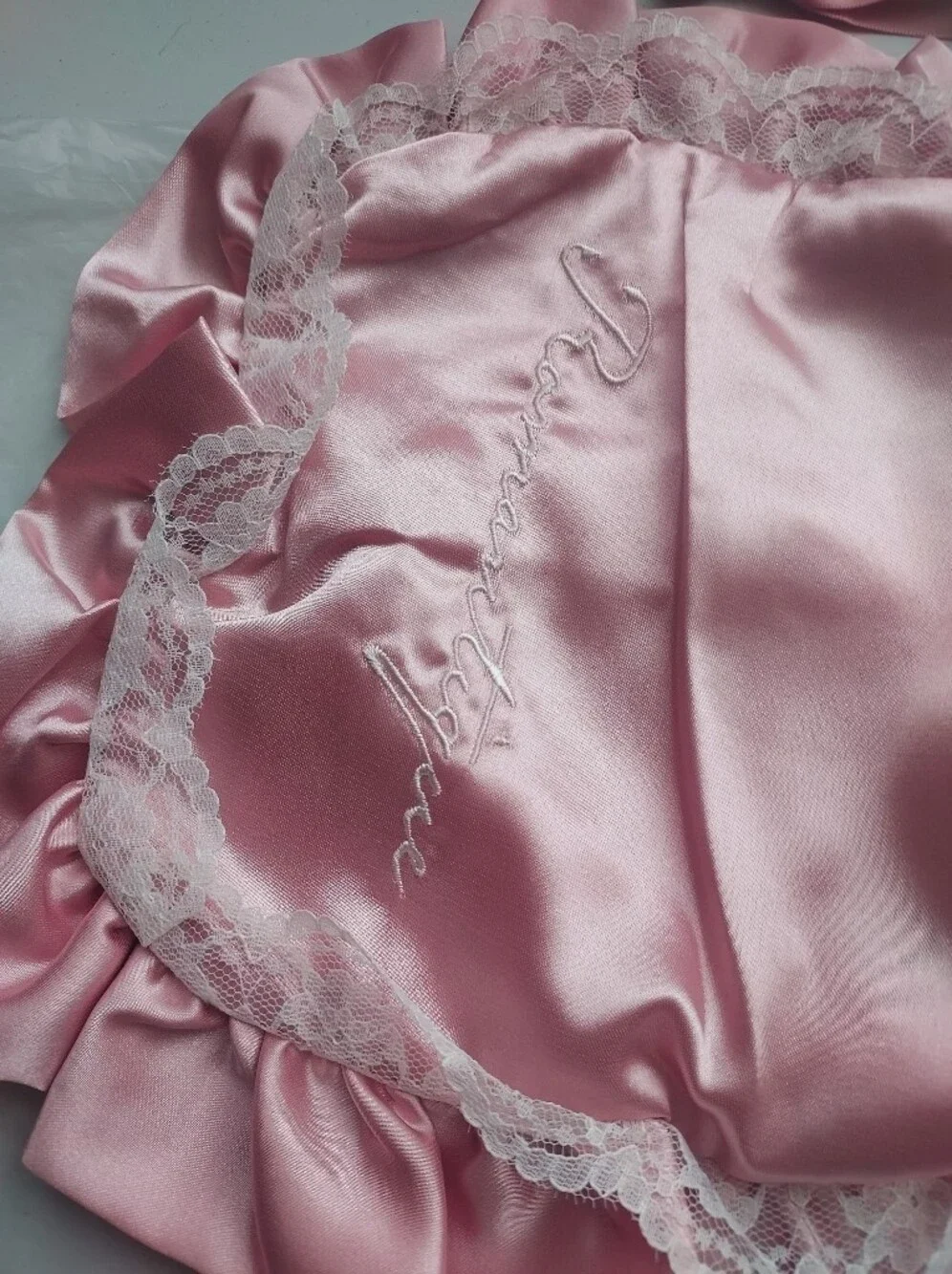 Japan brand Pink lace Satin Lace cloths cosmetic drawstring bag pouch